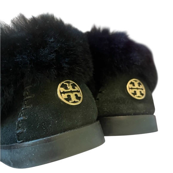 Tory Burch Aberdeen Suede Shearling
Bow Logo Slippers Black - Picture 2 of 3